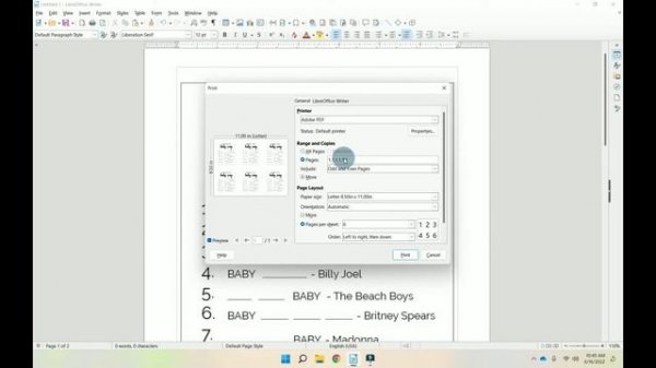 How to print multiple pages on a single page in LibreOffice Writer