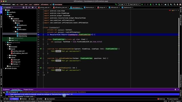 RecyclerView Adapter Example | Affirmations app - 4 смотреть онлайн