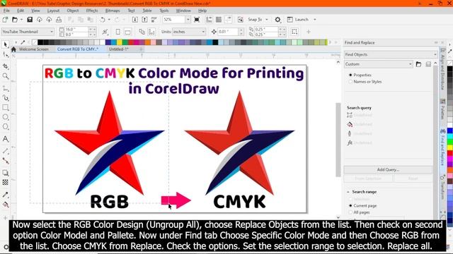 RGB To CMYK In CorelDraw Without Color Change In CorelDraw | RGB To CMYK For Printing | #coreldraw