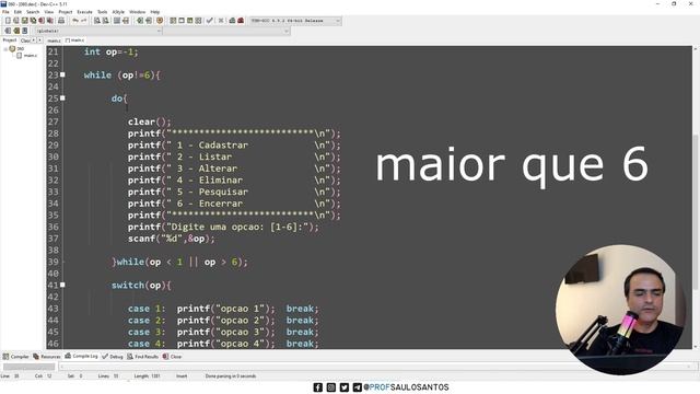 Programa que cria MENU de OPÇÕES em Linguagem C - system("clear") - system("cls") Aula - #60/170 смотреть онлайн
