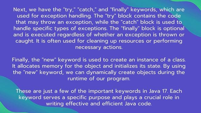 Oracle Java 17 Keywords смотреть онлайн
