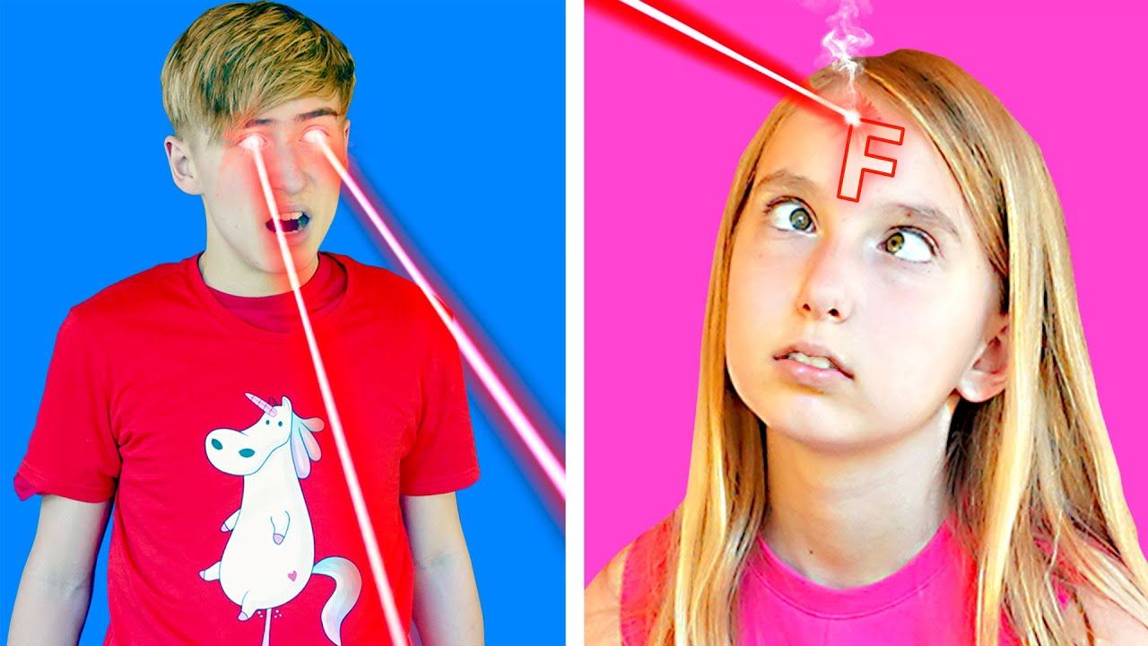 СУПЕРГЕРОИ vs СУПЕРЗЛОДЕИ в ШКОЛЕ! Суперспособности на 24 часа Мальчиков против Девочек смотреть онлайн