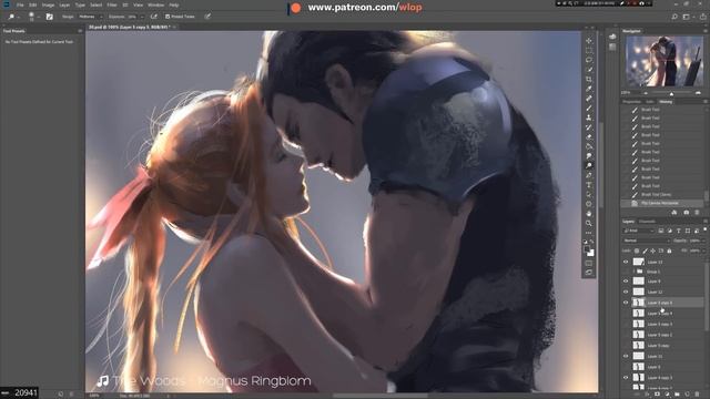 Photoshop painting process - Zack and Aerith смотреть онлайн
