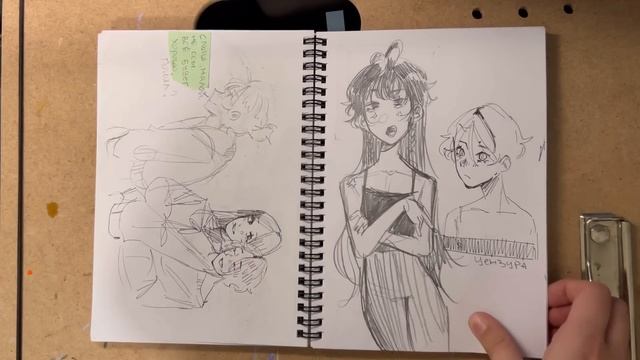 sketchbook tour||обзор на скетчбук/ персонажи, геншин и много болтовни! смотреть онлайн