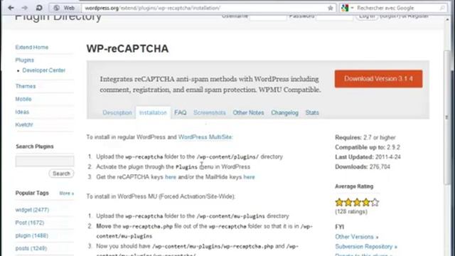 Installer l'extension reCAPTCHA dans WordPress смотреть онлайн
