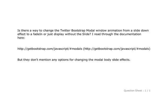 jQuery : Twitter Bootstrap modal: How to remove Slide down effect смотреть онлайн