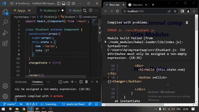 React Course 12 : Change State with Event in React | Arabic Darija دورة بالدارجة لتعلم reactJS смотреть онлайн