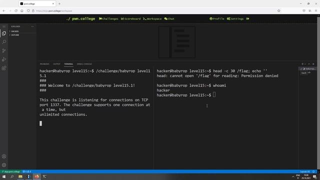 hacking: example of pwn-college challenges 1/8 смотреть онлайн