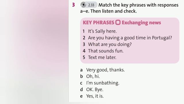English Plus 5. A phone conversation about a holiday. Ex 3 p.38 смотреть онлайн