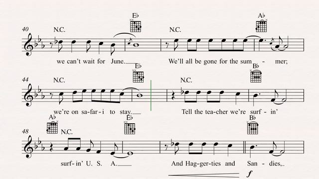 Guitar - Surfin’ USA - The Beach Boys - Sheet Music, Chords, & Vocals смотреть онлайн