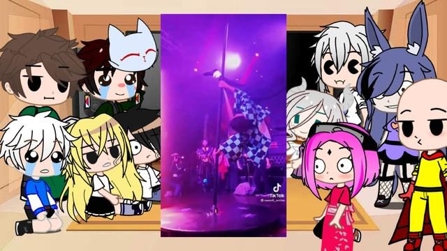 реакция разных аниме"клинок рассекающий демонов"гача клуб смотреть онлайн