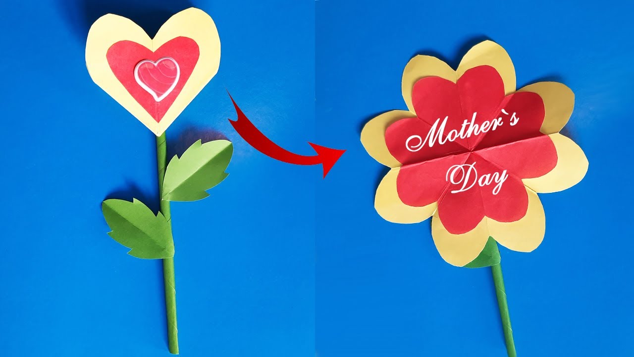 Цветок сердечко с пожеланиями из бумаги. Поделка на 8 Марта, День Матери, 14 февраля в подарок маме смотреть онлайн