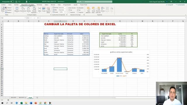 Cambie la paleta de colores en Excel. смотреть онлайн