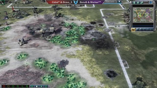 C&C3: Kane's Wrath 2v2 - Bravo_3 (ST) & Cabal^ (NOD) vs. Bonu$_[RU] (ST) & Worker^^ (ST) смотреть онлайн