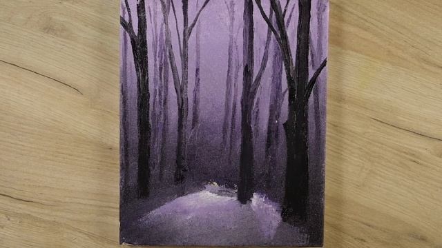 Зимний лес / Акриловая живопись для начинающих / Уроки рисования смотреть онлайн