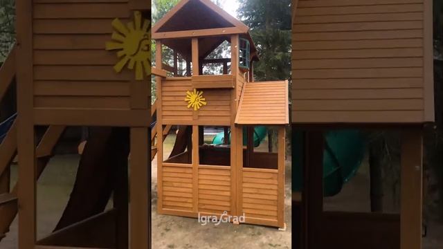 Видео обзор детской площадки «IgraGrad Клубный домик 3 с трубой» смотреть онлайн