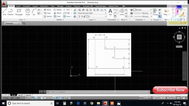 Autocad 2014 - Tutorial for Beginners 5. How to Draw Line with [ Examples, Angle & Coordinates] смотреть онлайн
