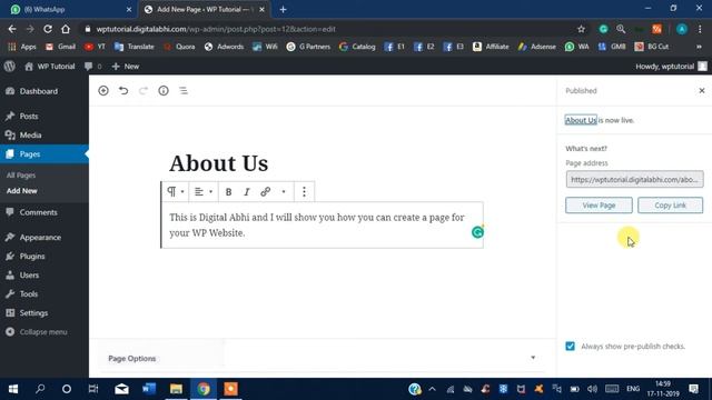 How to Create a Page in WordPress | WordPress Tutorial #6 смотреть онлайн