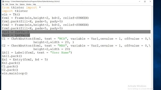 Python GUI Programming using Tkinter #3 (Using Label, Entry, Frame, Checkbox) смотреть онлайн