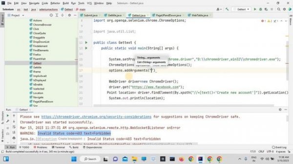 Invalid status code=403 text=forbidden|403 text forbidden|How to handle 403 status code in selenium