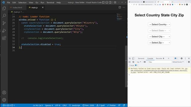 Select Country State City Zip code Drop Down using HTML CSS and JavaScript смотреть онлайн
