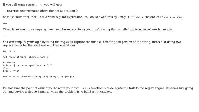 Code Review: Regex version of strip() - Ch. 7 Automate the Boring Stuff (2 Solutions!!) смотреть онлайн