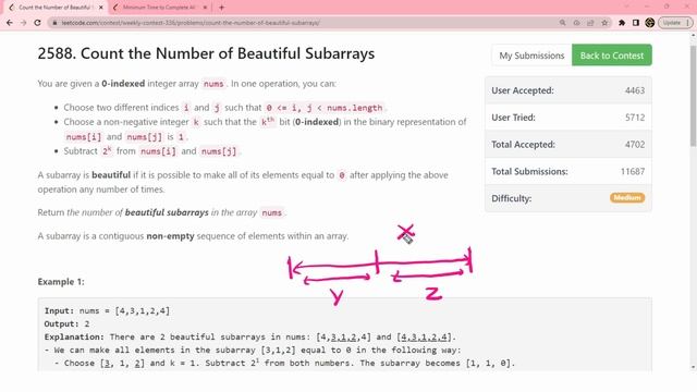 Count the Number of Beautiful Subarrays | Leetcode 2588 | Contest 336 смотреть онлайн