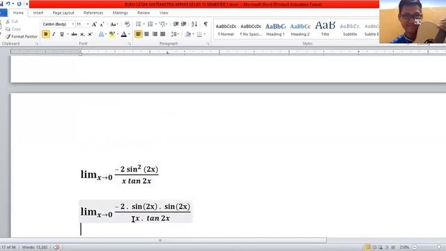 Nilai dari ekspresi lim x mendekati 0 dari (cos 4x - 1) per (x tan 2x) смотреть онлайн
