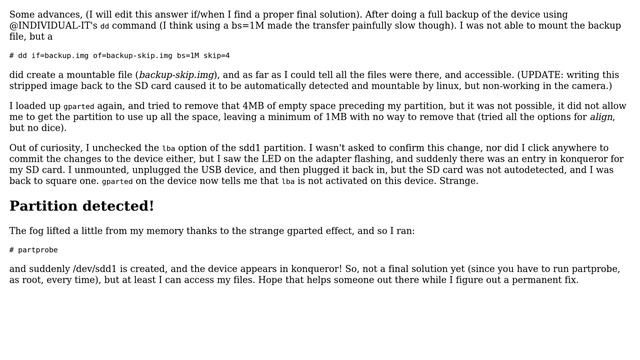 Unix & Linux: My SD card has a partition but Linux doesn't create a device entry for the partition смотреть онлайн