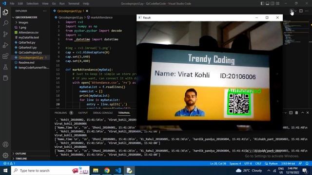 QR code scan attendance using openCV python. смотреть онлайн