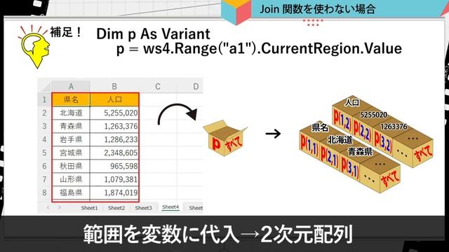 中級講座エクセルVBA#95　【配列×関数】Join関数｜相性バッチリ！データ簡単表示！ смотреть онлайн