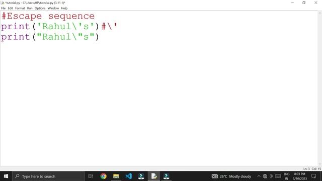 Escape Sequence in Python | Python tutorial for beginners in tamil смотреть онлайн