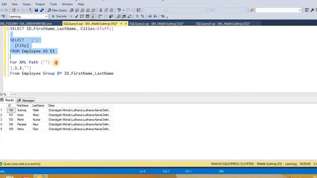 Use of XML For and STUFF Function | SQL Query | SQL Interview Question | Sukhraj смотреть онлайн