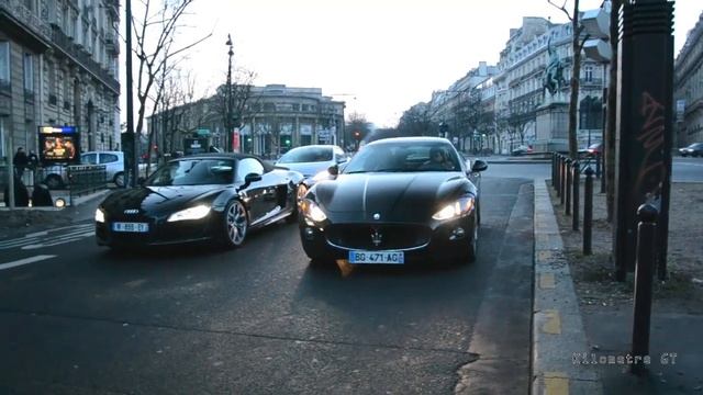 Battle : Maserati GranTurismo S VS Audi R8 V10 Spyder ! Loud acceleration and rev ! смотреть онлайн