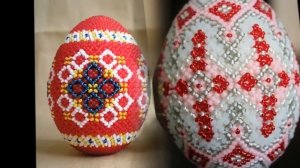 Пасхальные яйца из бисера  Схемы плетения