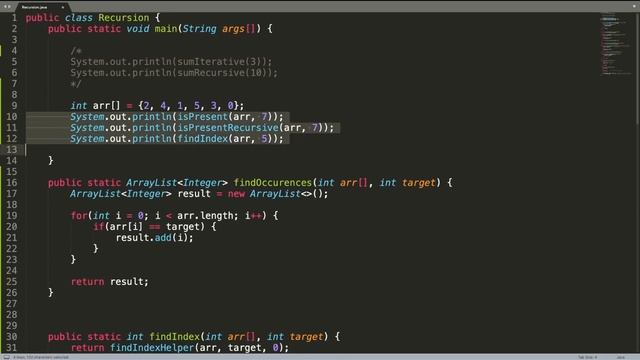 [Recursion] Find all occurrences of an element in an array смотреть онлайн