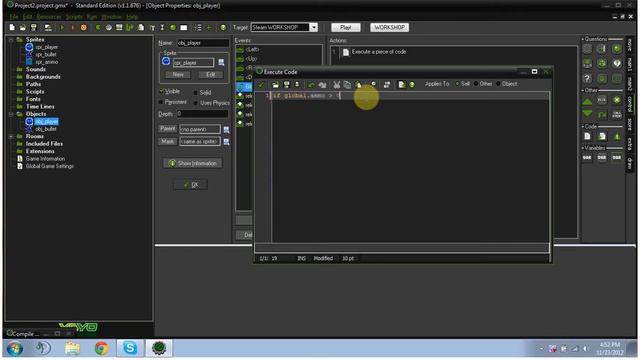 Game Maker Studio Tutorial: Ammo packs, Shooting, Spinning bullets смотреть онлайн