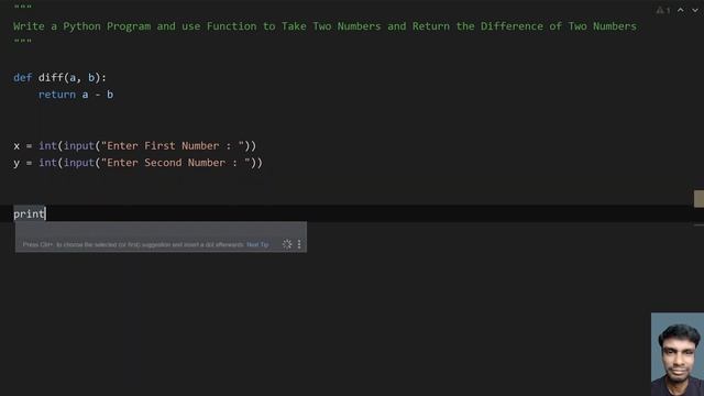 Write a Python Program and use Function to Take Two Numbers and Return the Difference of Two Number смотреть онлайн