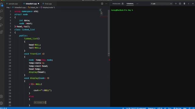 Insert a node at the beginning of a Linked List | C++ смотреть онлайн