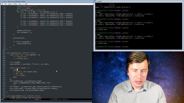 Задача N-тел, реализация GUI на GTK4, программирование на языке Си смотреть онлайн