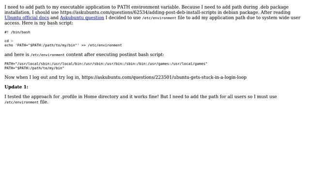 Ubuntu: Adding path to PATH environment variable using bash script in /etc/environment смотреть онлайн