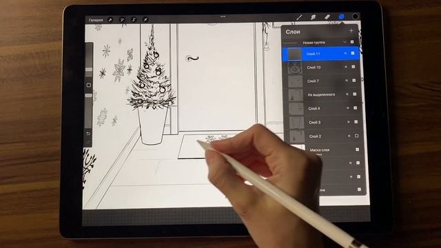 14 день челленджа. Рисуем свою дверь в коридоре/прихожей. Программа Procreate смотреть онлайн