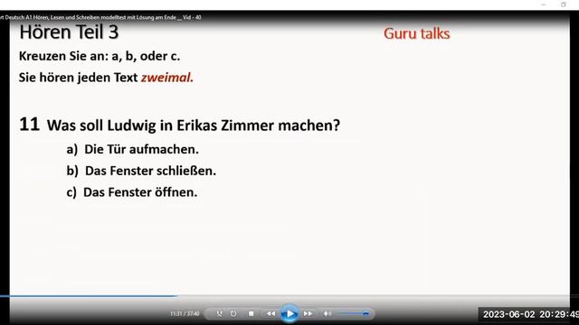 German A1 Hӧren And Lesen Practice