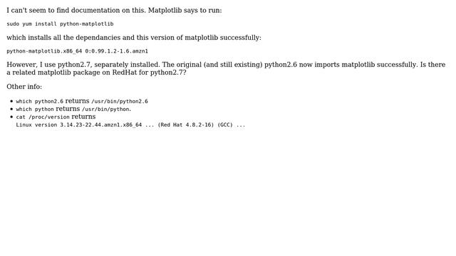 Installing python library matplotlib on RedHat for second python installation смотреть онлайн