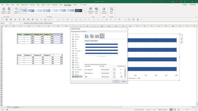 Excel Tutorial | How to combine 100% stacked bar and clustered bar charts смотреть онлайн