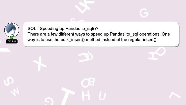 SQL : Speeding up Pandas to_sql()? смотреть онлайн