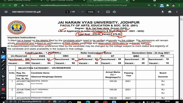 JNVU UG 2021 1st YEAR ADMISSION & MERIT LIST RELEASED ! HOW TO CHECK NOW ? смотреть онлайн