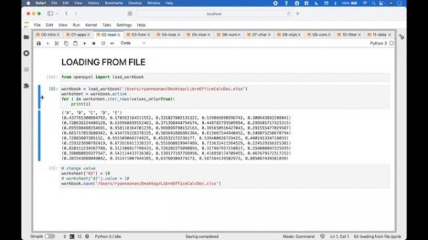 Python openpyxl Load Spreadsheet / Load Excel Workbook