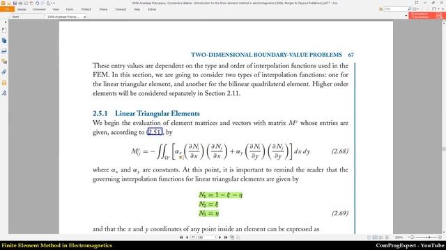2D formulation using MATLAB symbolic toolbox (Finite Element Method in Electromagnetics #25) смотреть онлайн