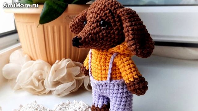 Амигуруми: схема Крошка Такс. Игрушки вязаные крючком - Free crochet patterns. смотреть онлайн